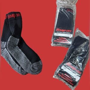 Snap-On Black and Gray Cotton Crew Work Socks - 3 pack ($12/pair) - Large - NWT